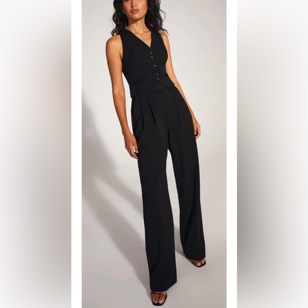 Favorite Daughter Sz 2 Collection Black Pleated Wide Leg Pants
